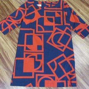 Chacok Retro Navy Red Print Shift Dress 4